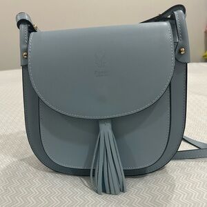 NWOT Florence Italian Leather Crossbody Bag, Handmade Blue Tote